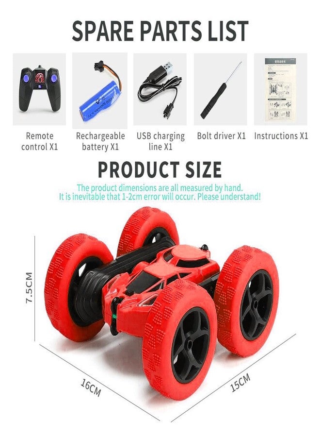 VGRASSP Double Flip 360 Degree Stunt Racing Car Toy for Kids - Off Road Vehicle, Red - Image 3